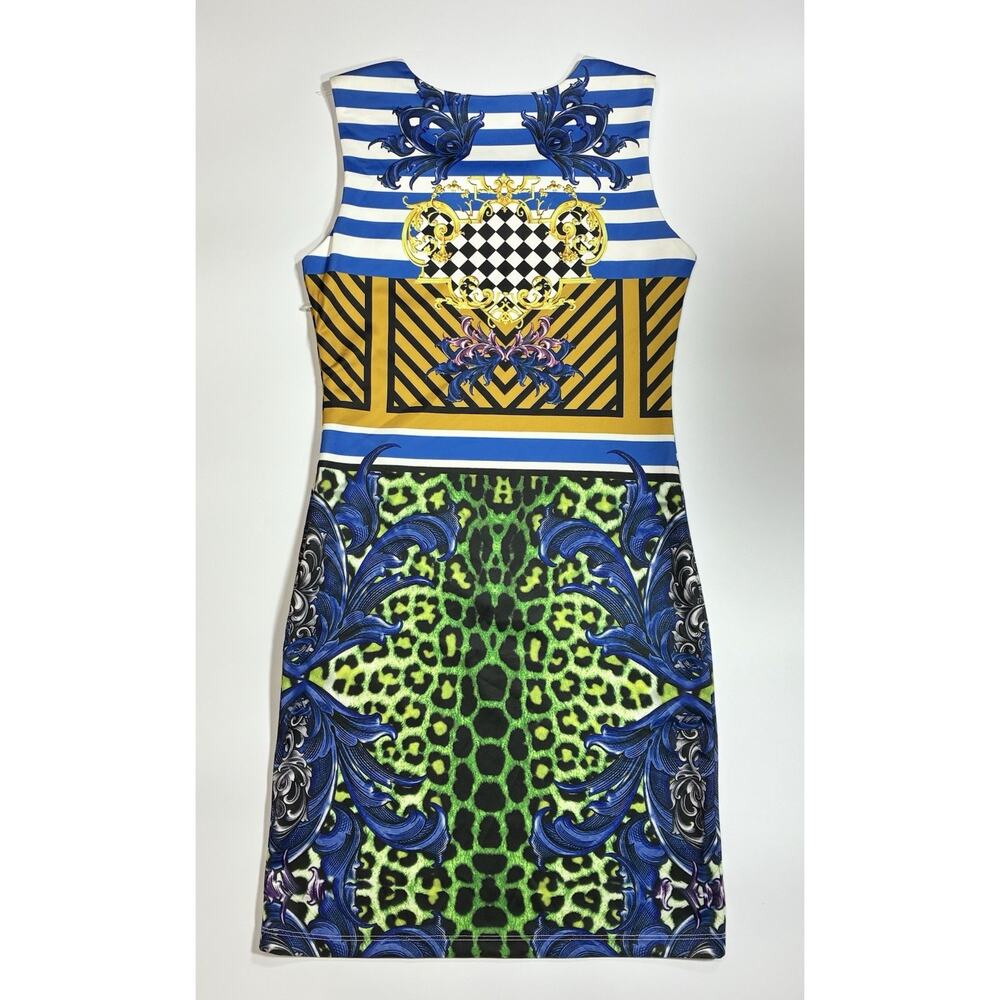 KU2 Women’s Sleeveless Bodycon Dress Multicolor Baroque Leopard Print Size Small
